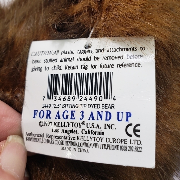 Kellytoy Europe Tip Dyed Teddy Bear Plaid Tie Plush Stuffed Animal 13 Inch 1997 - Picture 7 of 10